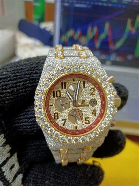 fake iced out watch|iced out spinner watch.